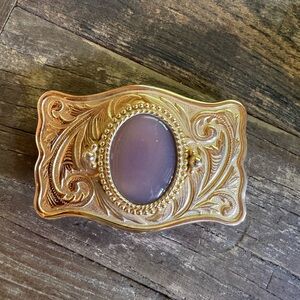 Gold and faux moon stone belt buckle vintage